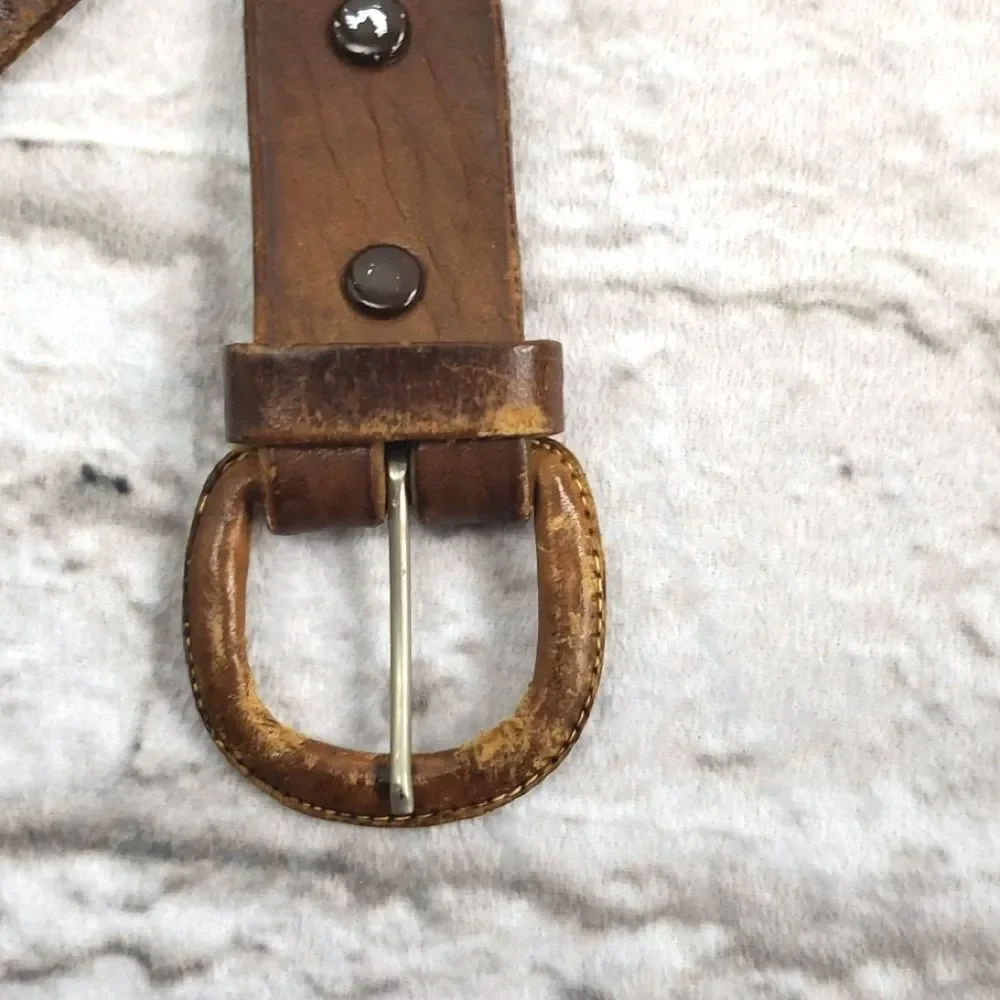 Recho Mexico Men’s Brown Tooled Braided Leather Belt Size 34